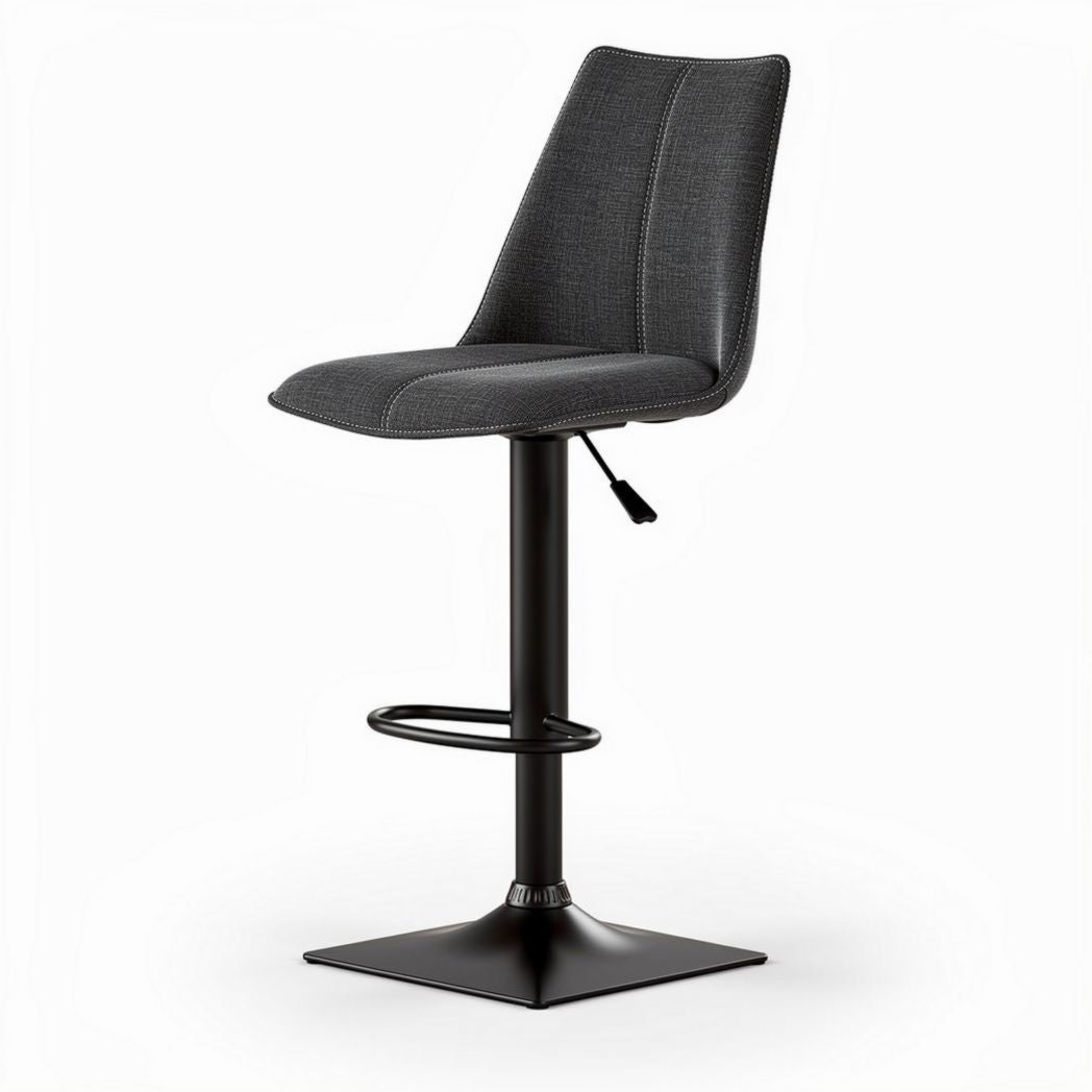Cadeira alta de bar ajustável com estofamento em tecido cinza 43 x 42 x 105cm