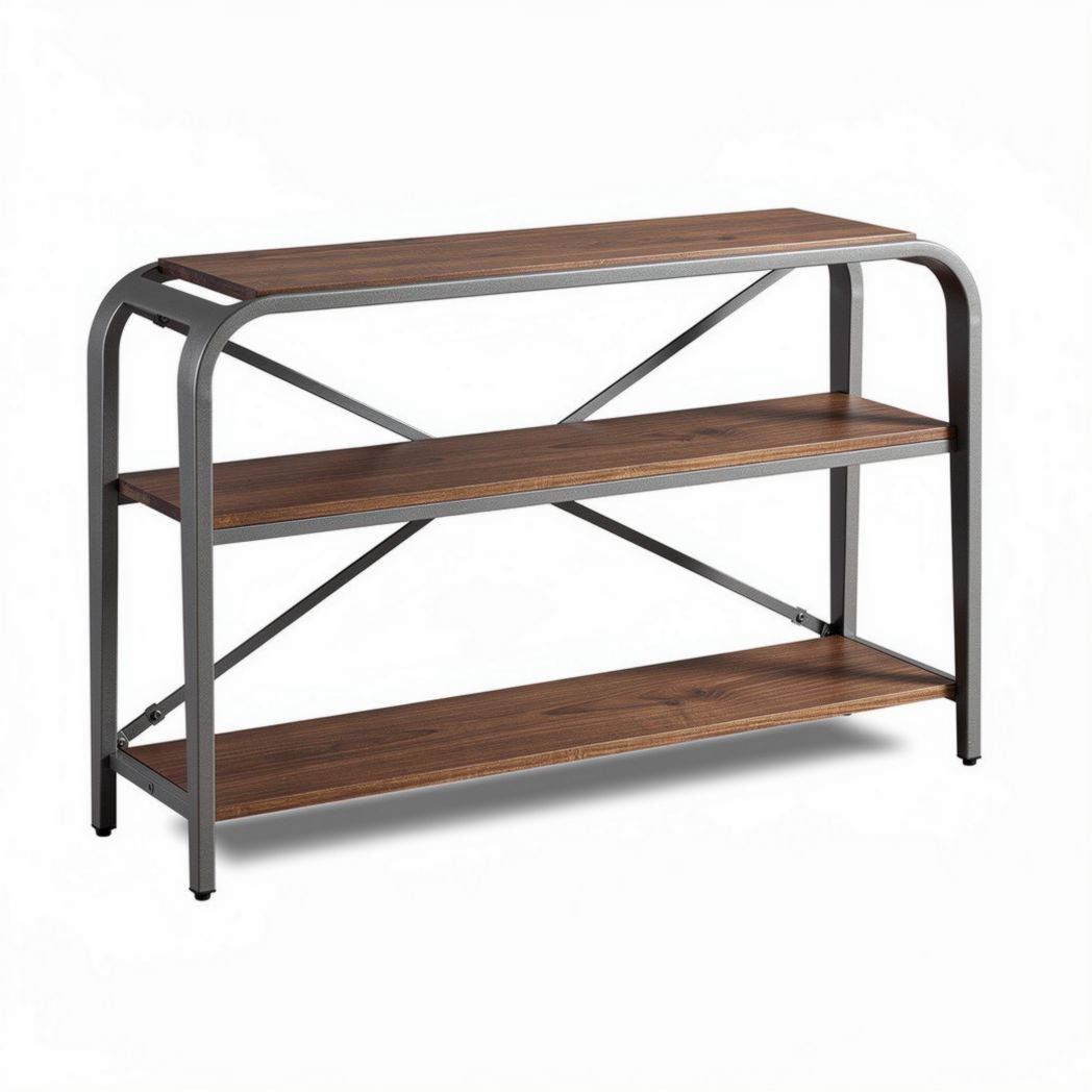 Estante em metal e madeira de 120 x 40 x 75cm para sala de estar ou escritório