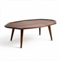 Mesa de café octogonal em madeira escura com pés inclinados 100 x 60 x 40cm